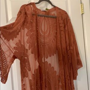 Unique burnt orange Kimono. NEVER WORN